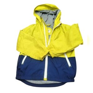 GAP Kids Yellow and Blue Hooded Wind Breaker With 2 Front Zip Pockets